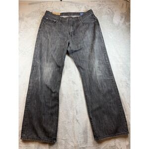 Gap 1969 Jeans Men 36x32 Black Loose Baggy Straight Distressed Made in Hong Kong